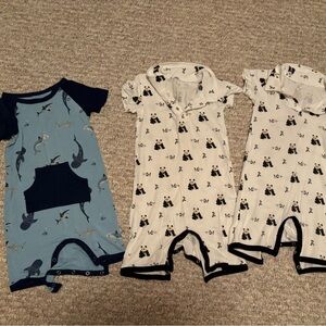 Set of 3 Kyte Baby shortalls. 2 polos- size 2T and 3T